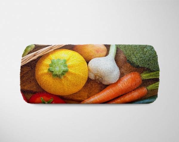 Paul Sinus Art Handtuch Strandhandtuch Saunatuch Kuscheldecke mit Fotomotiv Gemüse Bunt Karott Große Rabatte