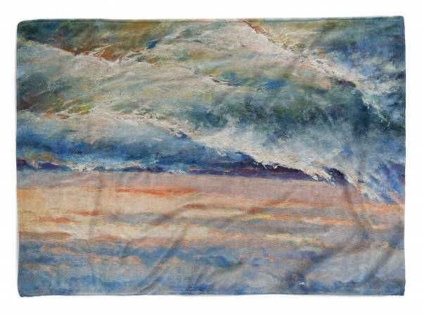 Paul Sinus Art Handtuch Strandhandtuch Saunatuch Kuscheldecke mit Fotomotiv Meer Wellen Abstra