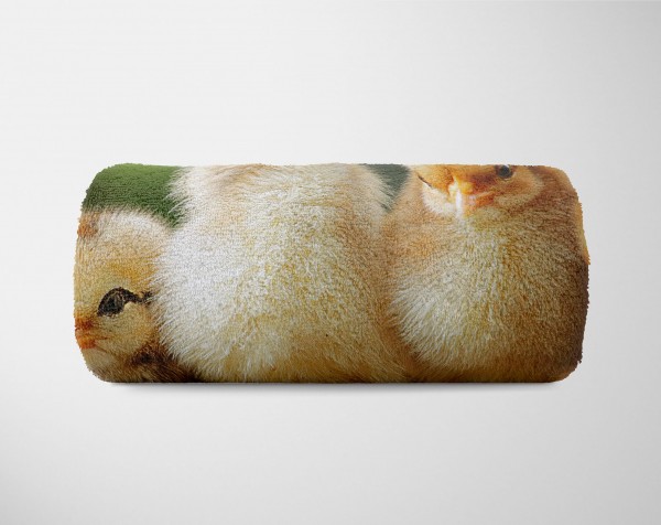 Paul Sinus Art Handtuch Strandhandtuch Saunatuch Kuscheldecke mit Tiermotiv Süße Küken beste F Saisonale Angebote