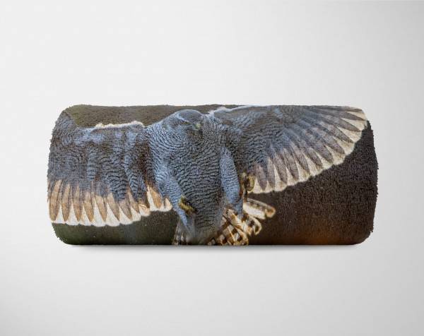 Paul Sinus Art Handtuch Strandhandtuch Saunatuch Kuscheldecke mit Tiermotiv Falke majestätisch Räumungsverkauf