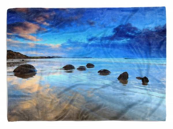 Paul Sinus Art Handtuch Strandhandtuch Saunatuch Kuscheldecke mit Fotomotiv Meer Strand Horizo