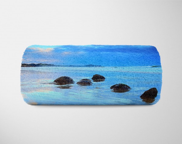 Paul Sinus Art Handtuch Strandhandtuch Saunatuch Kuscheldecke mit Fotomotiv Meer Strand Horizo Kauf eins, bekomm eins gratis