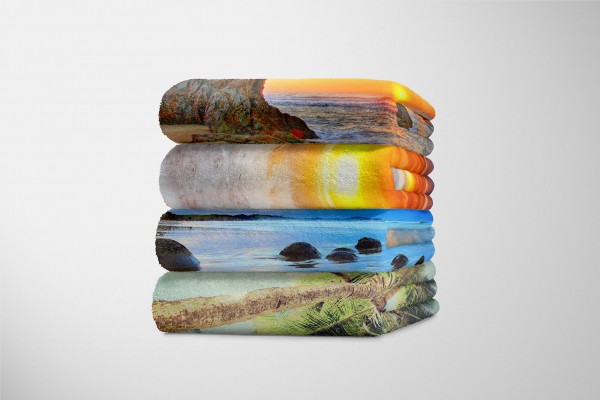 Paul Sinus Art Handtuch Strandhandtuch Saunatuch Kuscheldecke mit Fotomotiv Meer Strand Horizo Kauf eins, bekomm eins gratis