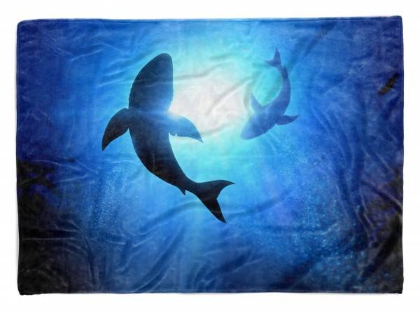 Paul Sinus Art Handtuch Strandhandtuch Saunatuch Kuscheldecke mit Tiermotiv Hai unter Wasser