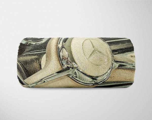 Paul Sinus Art Handtuch Strandhandtuch Saunatuch Kuscheldecke mit Fotomotiv Oldtimer Mercedes Riesige Ersparnisse