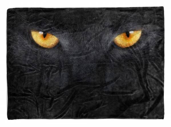 Paul Sinus Art Handtuch Strandhandtuch Saunatuch Kuscheldecke mit Tiermotiv Katzenaugen Mystis