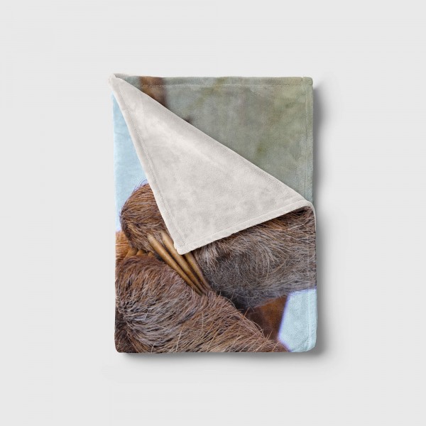 Paul Sinus Art Handtuch Strandhandtuch Saunatuch Kuscheldecke mit Tiermotiv Faultier hält Schl Super Sparpreis