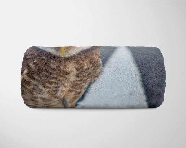 Paul Sinus Art Handtuch Strandhandtuch Saunatuch Kuscheldecke mit Tiermotiv kleine Eule am Str Wochenangebot