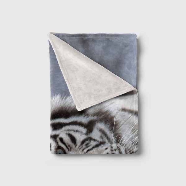 Paul Sinus Art Handtuch Strandhandtuch Saunatuch Kuscheldecke mit Tiermotiv weißer Tiger Kostenlose Rückgabe