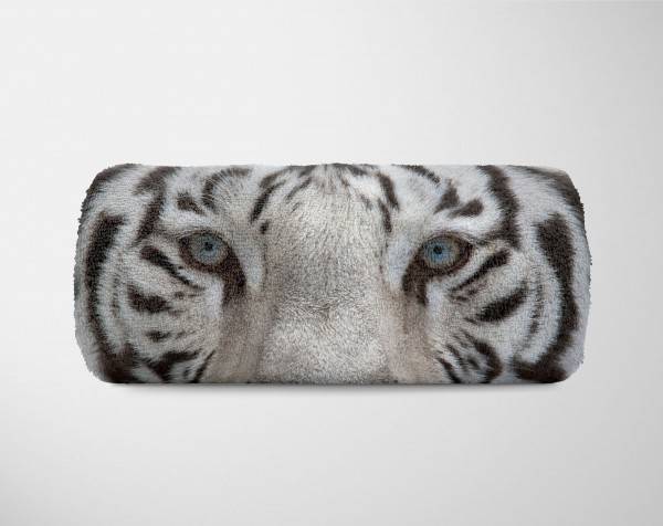 Paul Sinus Art Handtuch Strandhandtuch Saunatuch Kuscheldecke mit Tiermotiv weißer Tiger Kostenlose Rückgabe