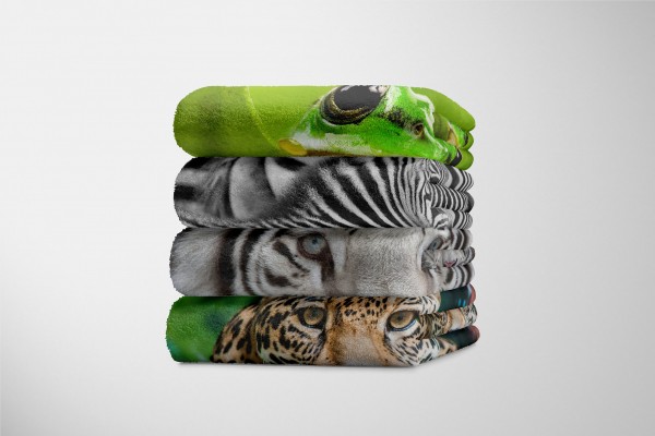 Paul Sinus Art Handtuch Strandhandtuch Saunatuch Kuscheldecke mit Tiermotiv weißer Tiger Kostenlose Rückgabe