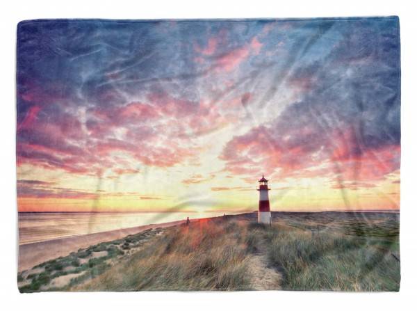 Paul Sinus Art Handtuch Strandhandtuch Saunatuch Kuscheldecke mit Fotomotiv Ostsee Leuchtturm