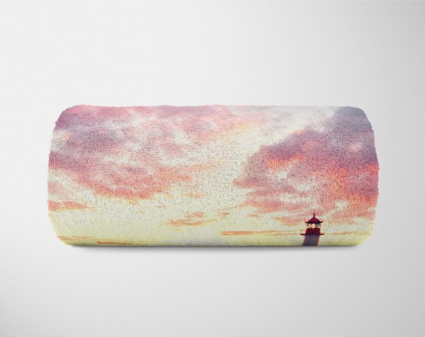 Paul Sinus Art Handtuch Strandhandtuch Saunatuch Kuscheldecke mit Fotomotiv Ostsee Leuchtturm JETZT KAUFEN