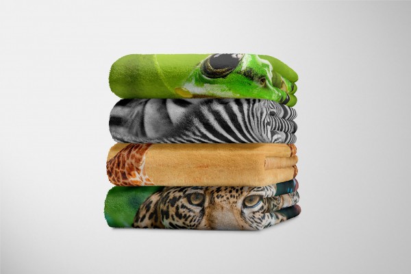 Paul Sinus Art Handtuch Strandhandtuch Saunatuch Kuscheldecke mit Tiermotiv Giraffen Savanne Neueste Stile