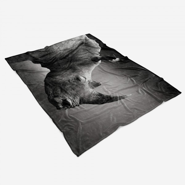 Paul Sinus Art Handtuch Strandhandtuch Saunatuch Kuscheldecke mit Tiermotiv Nashorn Schwarz We Zeitbegrenzte Promotion
