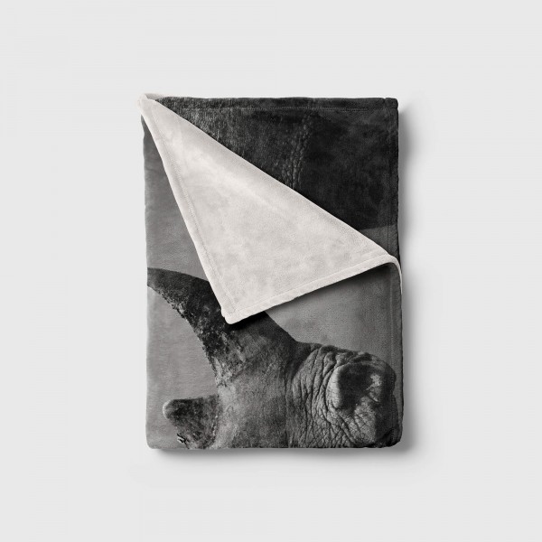 Paul Sinus Art Handtuch Strandhandtuch Saunatuch Kuscheldecke mit Tiermotiv Nashorn Schwarz We Zeitbegrenzte Promotion