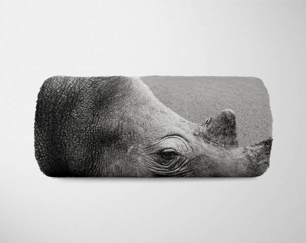 Paul Sinus Art Handtuch Strandhandtuch Saunatuch Kuscheldecke mit Tiermotiv Nashorn Schwarz We Zeitbegrenzte Promotion