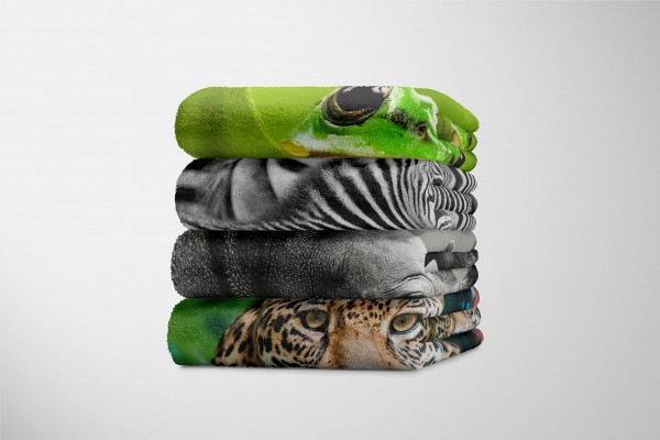 Paul Sinus Art Handtuch Strandhandtuch Saunatuch Kuscheldecke mit Tiermotiv Nashorn Schwarz We Zeitbegrenzte Promotion