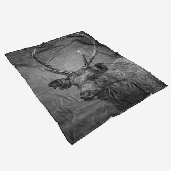 Paul Sinus Art Handtuch Strandhandtuch Saunatuch Kuscheldecke mit Tiermotiv Rentier Schwarz We Nur für heute