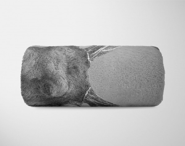 Paul Sinus Art Handtuch Strandhandtuch Saunatuch Kuscheldecke mit Tiermotiv Rentier Schwarz We Nur für heute