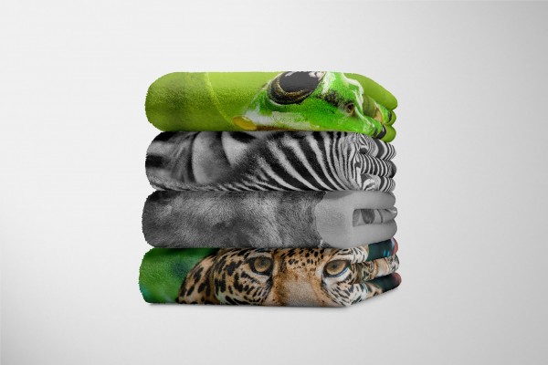 Paul Sinus Art Handtuch Strandhandtuch Saunatuch Kuscheldecke mit Tiermotiv Rentier Schwarz We Nur für heute