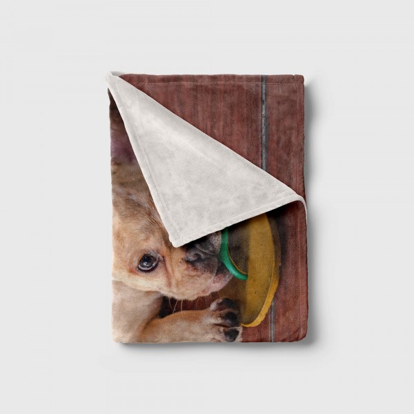 Paul Sinus Art Handtuch Strandhandtuch Saunatuch Kuscheldecke mit Tiermotiv kleiner Hund kaut Super Rabatt