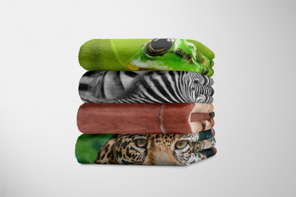 Paul Sinus Art Handtuch Strandhandtuch Saunatuch Kuscheldecke mit Tiermotiv kleiner Hund kaut Super Rabatt