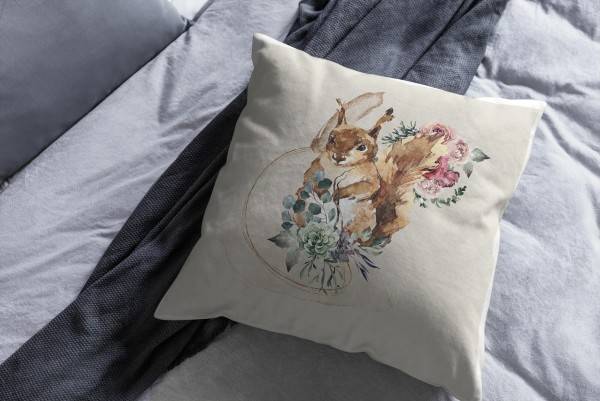 Paul Sinus Art Kissen Dekokissen Kuschelig Eauzone Aquarell Eichhörnchen Pastelltöne Dekorativ Schön Weich 50% Rabatt mit kostenlosem Versand