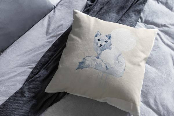 Paul Sinus Art Kissen Dekokissen Kuschelig Eauzone Aquarell Polarfuchs Pastelltöne Dekorativ Schön Weich Clearance-Verkauf