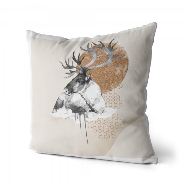 Paul Sinus Art Kissen Dekokissen Kuschelig Eauzone Aquarell Hirsch Pastelltöne Dekorativ Schön Weich