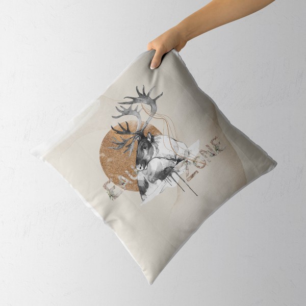 Paul Sinus Art Kissen Dekokissen Kuschelig Eauzone Aquarell Hirsch Pastelltöne Dekorativ Schön Weich Kostenloser Versand international