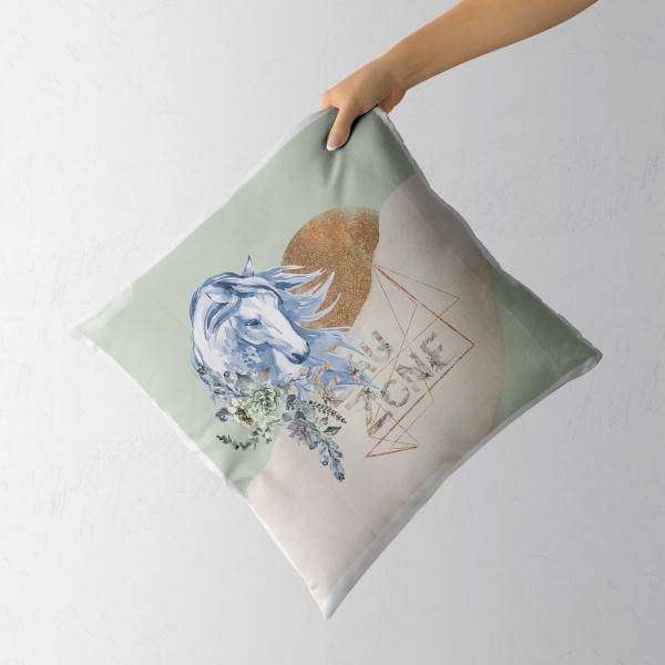 Paul Sinus Art Kissen Dekokissen Kuschelig Eauzone Aquarell Pferd Blumen Pastelltöne Dekorativ Schön Weich Begrenzt auf 3 Tage