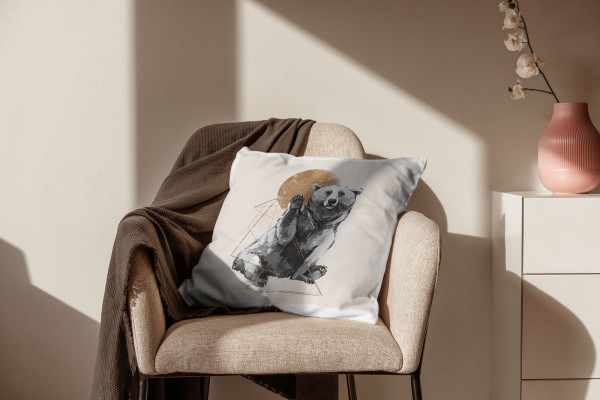 Paul Sinus Art Kissen Dekokissen Kuschelig Eauzone Aquarell Bär Pastelltöne Dekorativ Schön Weich Black Friday Preise