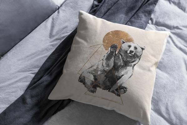 Paul Sinus Art Kissen Dekokissen Kuschelig Eauzone Aquarell Bär Pastelltöne Dekorativ Schön Weich Black Friday Preise