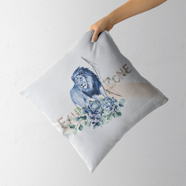 Paul Sinus Art Kissen Dekokissen Kuschelig Eauzone Aquarell Löwe Blumen Afrika Pastelltöne Dekorativ Schön Weich Im Verkauf