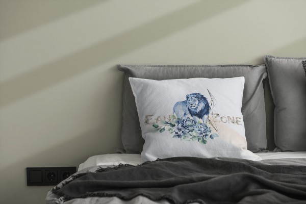 Paul Sinus Art Kissen Dekokissen Kuschelig Eauzone Aquarell Löwe Blumen Afrika Pastelltöne Dekorativ Schön Weich Im Verkauf