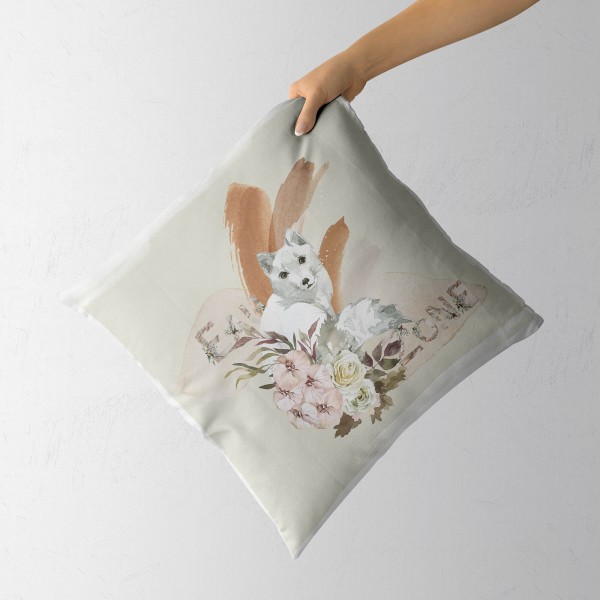 Paul Sinus Art Kissen Dekokissen Kuschelig Eauzone Aquarell Polarfuchs Blumen Pastelltöne Dekorativ Schön Weich Outlet