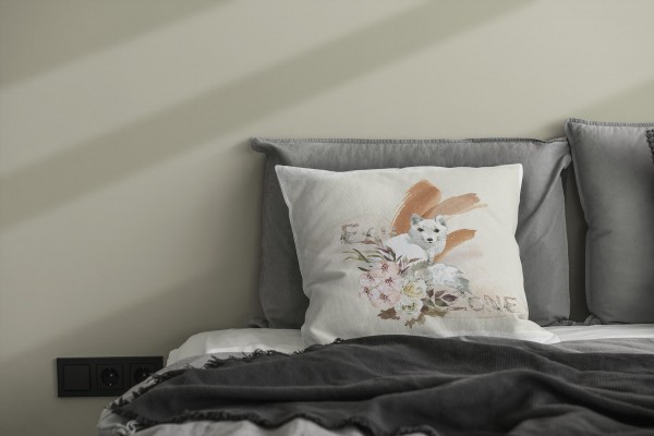 Paul Sinus Art Kissen Dekokissen Kuschelig Eauzone Aquarell Polarfuchs Blumen Pastelltöne Dekorativ Schön Weich Outlet