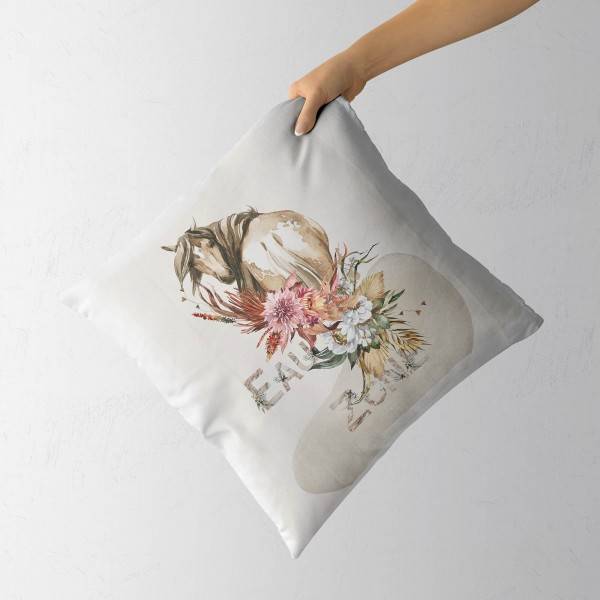 Paul Sinus Art Kissen Dekokissen Kuschelig Eauzone Aquarell Pferd Blumen Pastelltöne Dekorativ Schön Weich Günstiger Verkauf