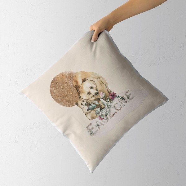 Paul Sinus Art Kissen Dekokissen Kuschelig Eauzone Aquarell Bären Mama Pastelltöne Dekorativ Schön Weich Fabrik Onlineshop