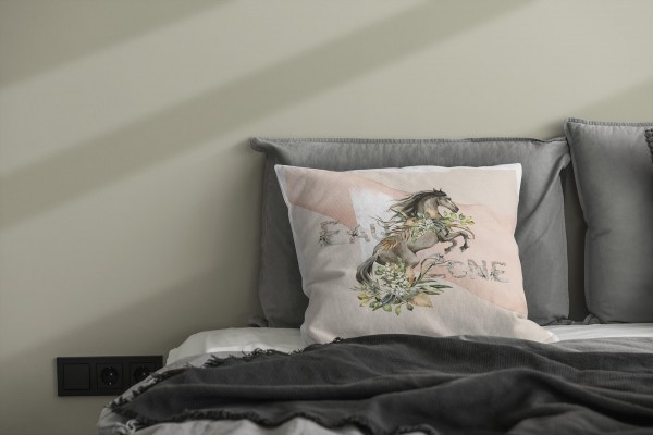 Paul Sinus Art Kissen Dekokissen Kuschelig Eauzone Aquarell Pferd Blumen Pastelltöne Dekorativ Schön Weich Fabrikpreis