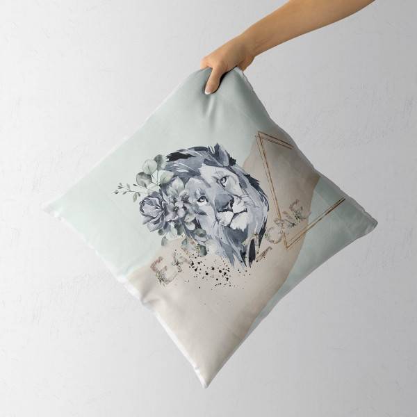 Paul Sinus Art Kissen Dekokissen Kuschelig Eauzone Aquarell Löwe Blumen Pastelltöne Dekorativ Schön Weich Günstig kaufen