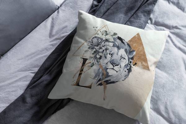 Paul Sinus Art Kissen Dekokissen Kuschelig Eauzone Aquarell Löwe Blumen Pastelltöne Dekorativ Schön Weich Günstig kaufen