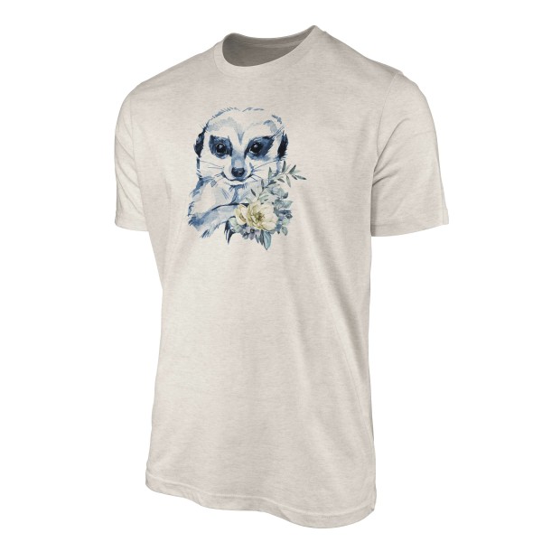 Paul Sinus Art Herren Shirt 100% gekämmte Bio-Baumwolle T-Shirt Aquarell Erdmännchen Motiv Nachhaltig Ökomode aus Flash Sale