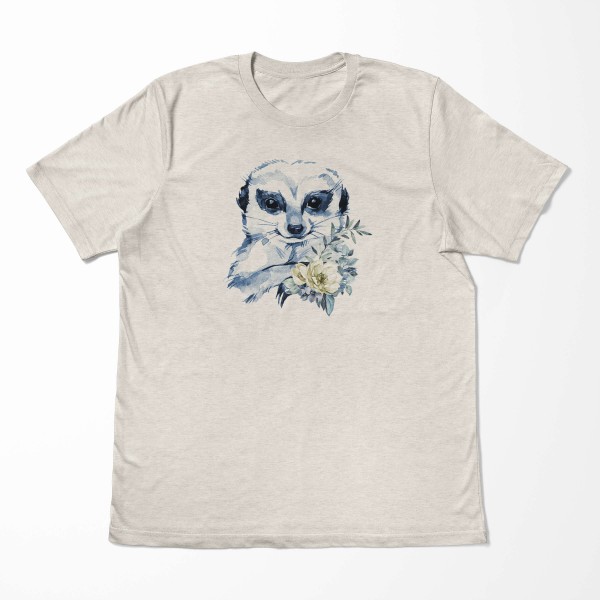 Paul Sinus Art Herren Shirt 100% gekämmte Bio-Baumwolle T-Shirt Aquarell Erdmännchen Motiv Nachhaltig Ökomode aus Flash Sale