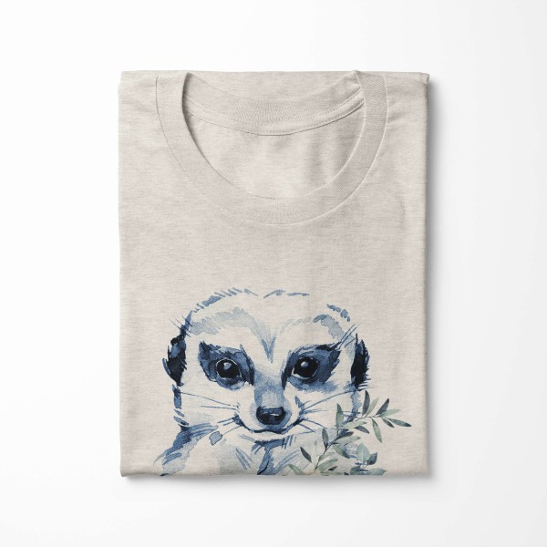 Paul Sinus Art Herren Shirt 100% gekämmte Bio-Baumwolle T-Shirt Aquarell Erdmännchen Motiv Nachhaltig Ökomode aus Flash Sale