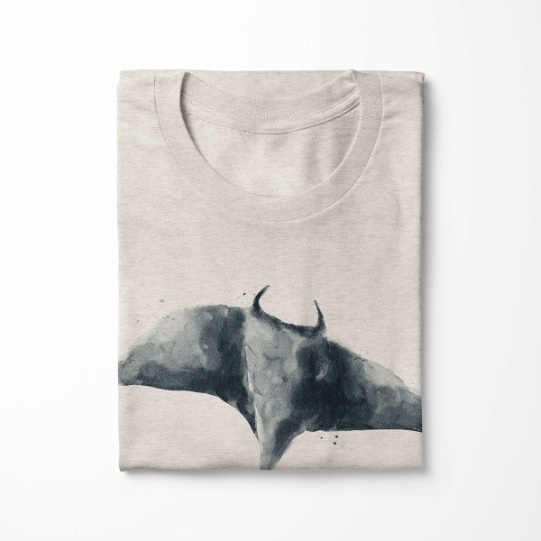 Paul Sinus Art Herren Shirt 100% gekämmte Bio-Baumwolle T-Shirt Rochen Riesenrochen Wasserfarben Motiv Nachhaltig Begrenztes Angebot