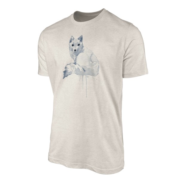 Paul Sinus Art Herren Shirt 100% gekämmte Bio-Baumwolle T-Shirt Aquarell Polarfuchs Motiv Nachhaltig Ökomode aus e Exklusivangebot