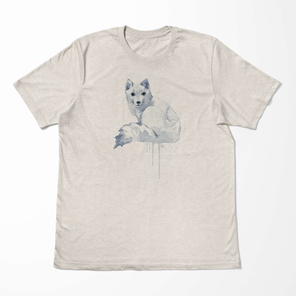 Paul Sinus Art Herren Shirt 100% gekämmte Bio-Baumwolle T-Shirt Aquarell Polarfuchs Motiv Nachhaltig Ökomode aus e Exklusivangebot