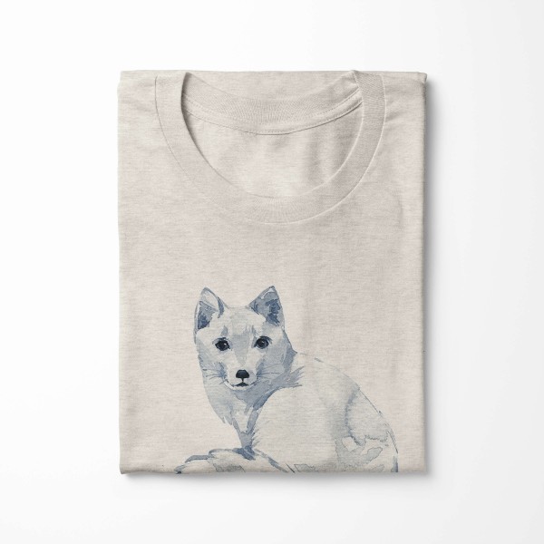 Paul Sinus Art Herren Shirt 100% gekämmte Bio-Baumwolle T-Shirt Aquarell Polarfuchs Motiv Nachhaltig Ökomode aus e Exklusivangebot
